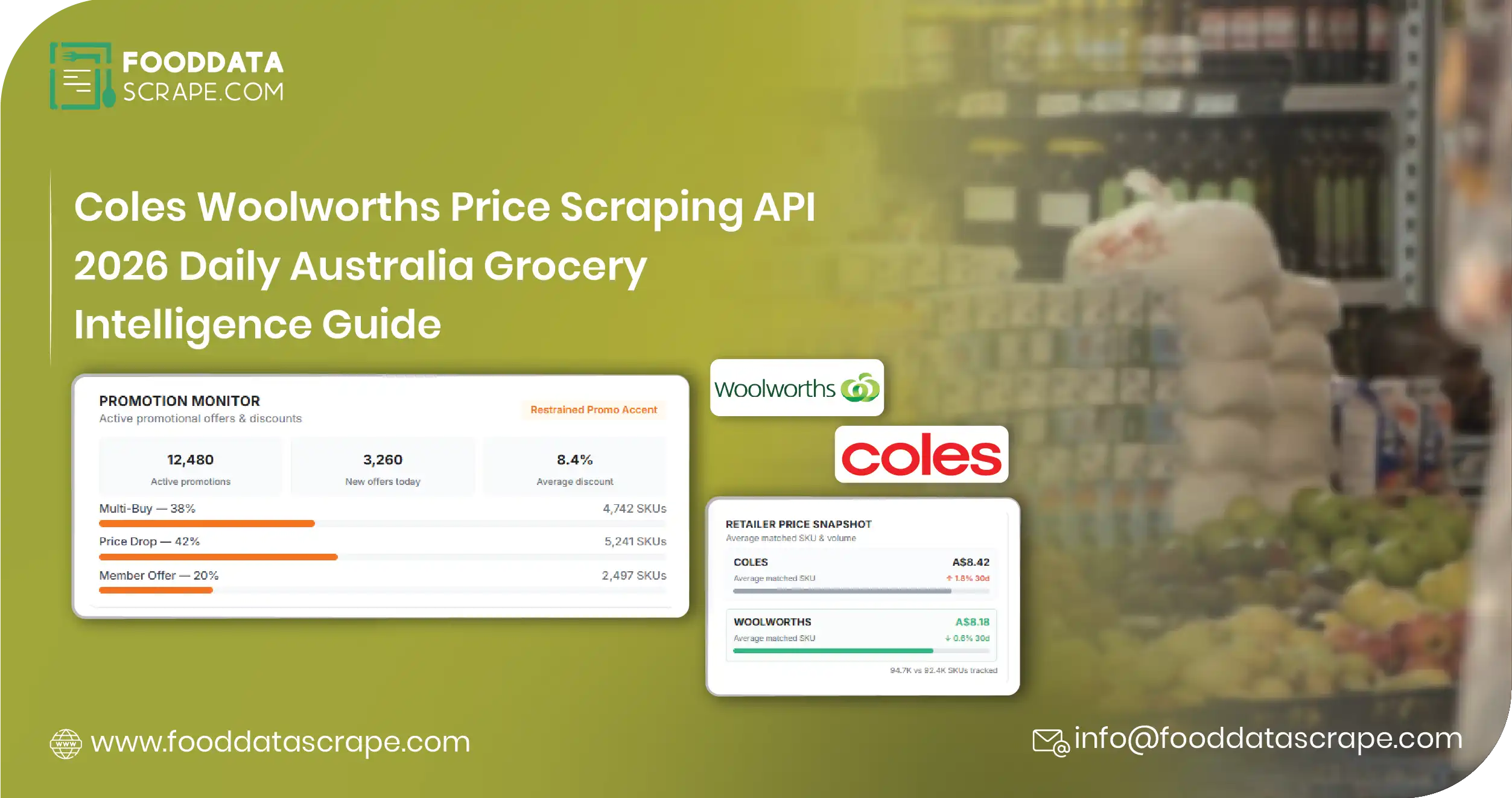 Coles Woolworths Price Scraping API 2026 — Daily grocery pricing intelligence across Australia's two dominant chains.